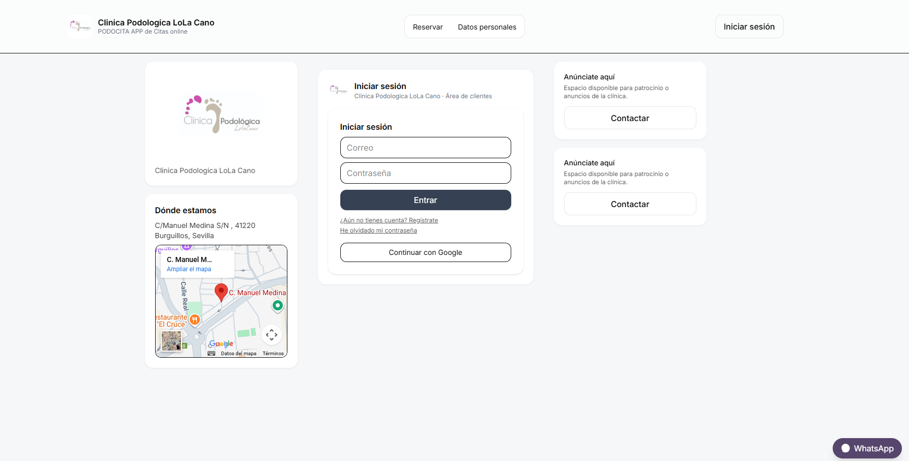Podocita WEB — Reservas de cita